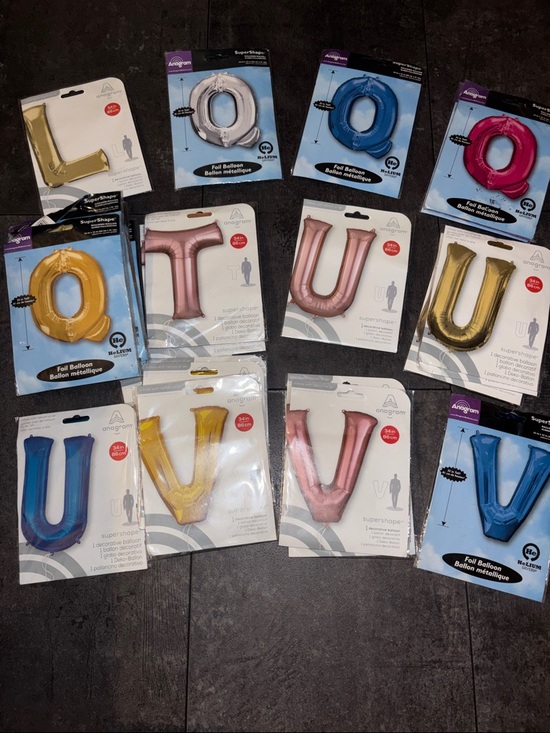 Other - Metallic Letter Balloons - Mixed Colors (U, V, O, T, Y) pick your letter